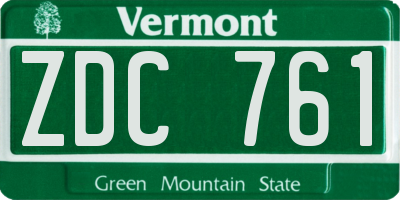VT license plate ZDC761