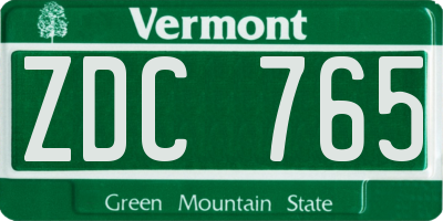 VT license plate ZDC765