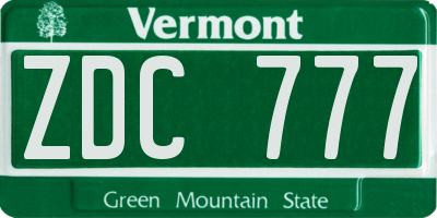 VT license plate ZDC777
