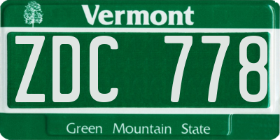 VT license plate ZDC778