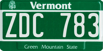 VT license plate ZDC783