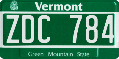 VT license plate ZDC784