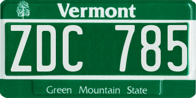 VT license plate ZDC785