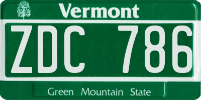 VT license plate ZDC786