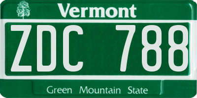 VT license plate ZDC788