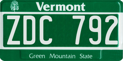 VT license plate ZDC792
