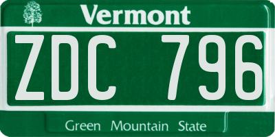 VT license plate ZDC796