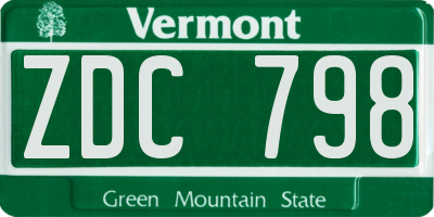 VT license plate ZDC798