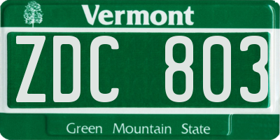VT license plate ZDC803