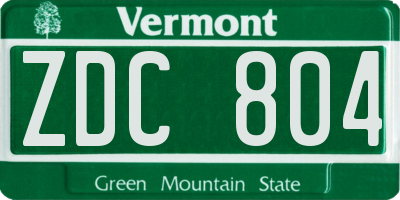 VT license plate ZDC804