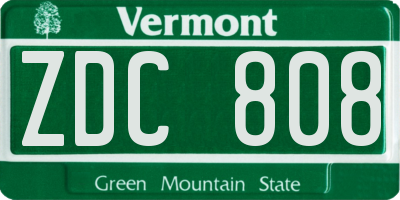 VT license plate ZDC808