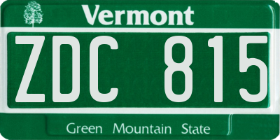 VT license plate ZDC815