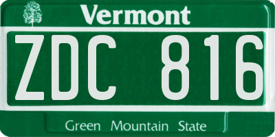 VT license plate ZDC816