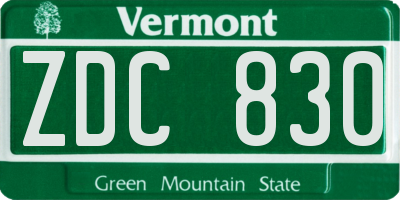VT license plate ZDC830