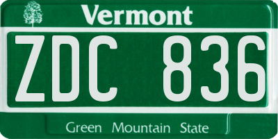 VT license plate ZDC836