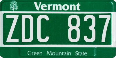 VT license plate ZDC837