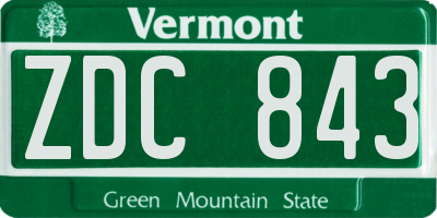 VT license plate ZDC843