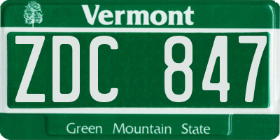 VT license plate ZDC847