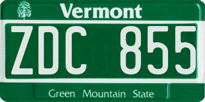 VT license plate ZDC855