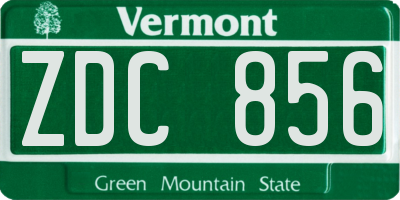 VT license plate ZDC856