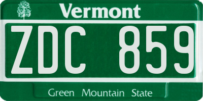 VT license plate ZDC859