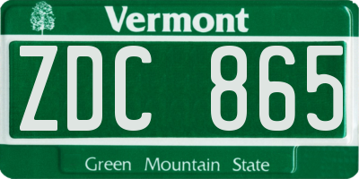 VT license plate ZDC865