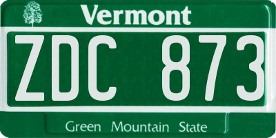 VT license plate ZDC873