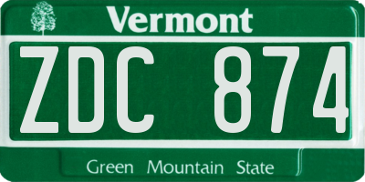 VT license plate ZDC874