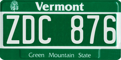 VT license plate ZDC876