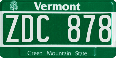 VT license plate ZDC878
