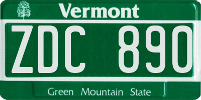 VT license plate ZDC890