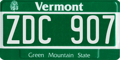 VT license plate ZDC907
