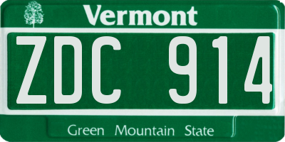 VT license plate ZDC914