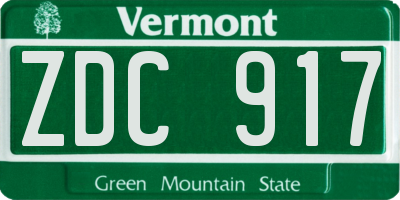 VT license plate ZDC917