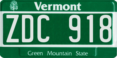 VT license plate ZDC918