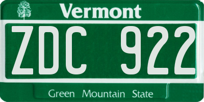 VT license plate ZDC922