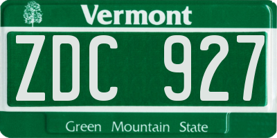 VT license plate ZDC927