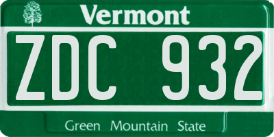 VT license plate ZDC932