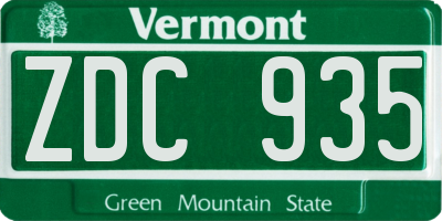 VT license plate ZDC935