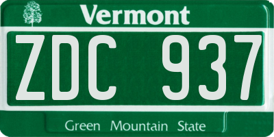 VT license plate ZDC937