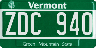 VT license plate ZDC940