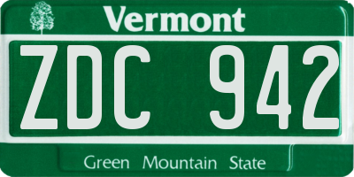 VT license plate ZDC942