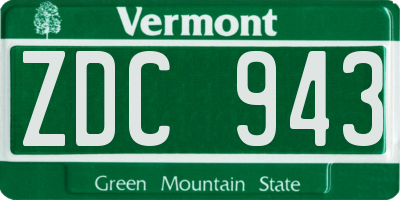 VT license plate ZDC943