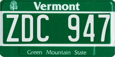 VT license plate ZDC947