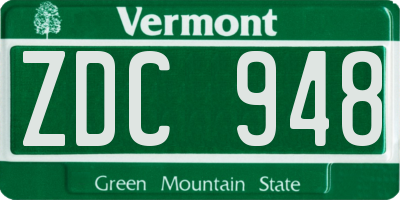VT license plate ZDC948