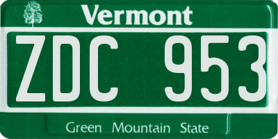 VT license plate ZDC953