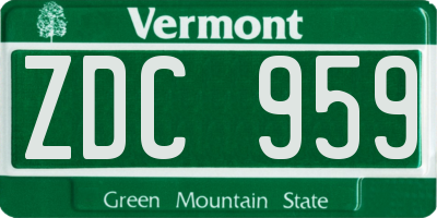 VT license plate ZDC959