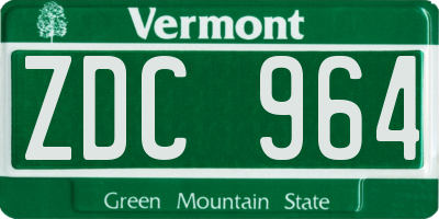 VT license plate ZDC964