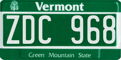 VT license plate ZDC968