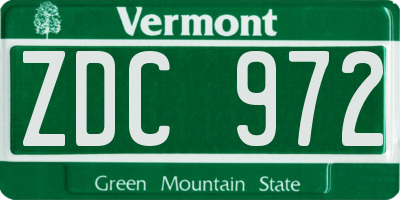 VT license plate ZDC972